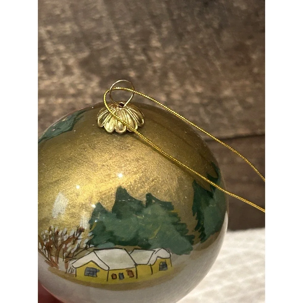 Li Bien vintage Santa W Children Glass Ornament Hand‎ Painted Inside 1998